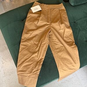 Loewe Brown Wide-Leg Capris with Pleated Front